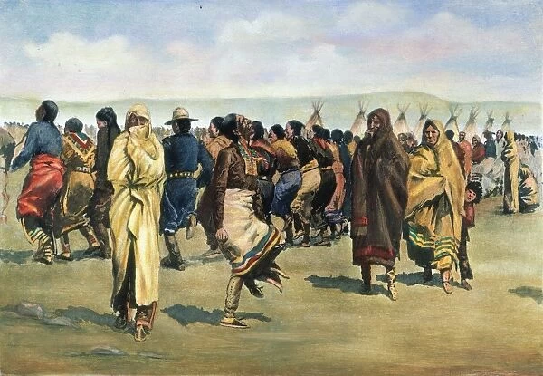 OGALALA SIOUX GHOST DANCE at the Pine Ridge Native American Reservation, South Dakota