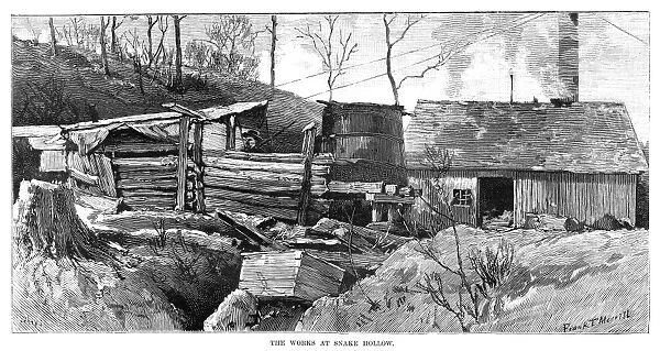 OHIO: COAL MINER WORKS. The Works at Snake Hollow, in Hocking Valley, Ohio. Engraving