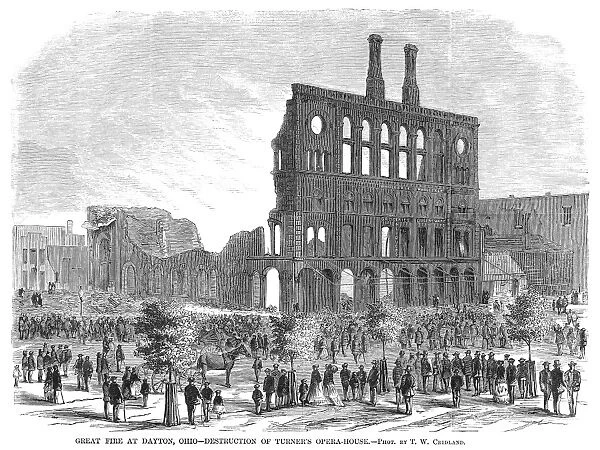 OHIO: DAYTON, FIRE, 1869. The ruins of Turners Opera House after the great fire in Dayton, Ohio