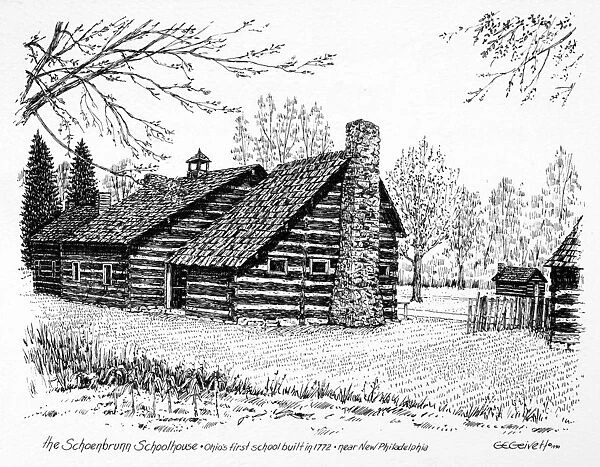 OHIO: SCHOOLHOUSE, 1772. The Schoenbrunn schoolhouse, Ohios first school, built