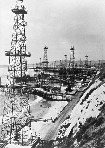 Oil derricks along the California coast, c1944