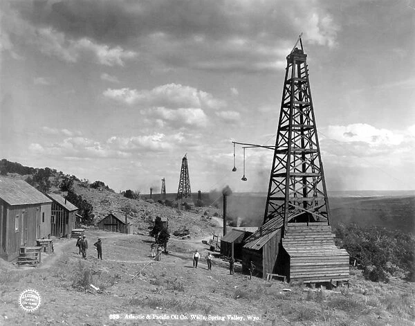 Oil wells in Spring Valley, Wyoming, c1910