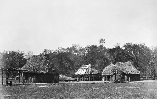 OKLAHOMA: CADDO VILLAGE. The camp of Long Hat, a Caddo Native American chief, in western Oklahoma