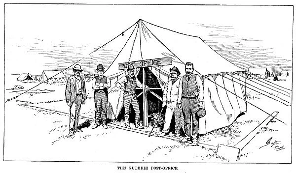 OKLAHOMA LAND RUSH, 1889. Tent serving as a post office at Guthrie, Oklahoma Territory