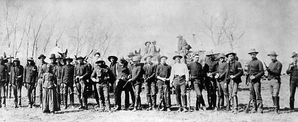 OKLAHOMA LAND RUSH, c1888. Troop C of the 5th Cavalry, which arrested boomers