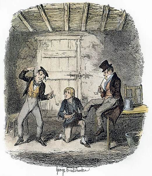 OLIVER TWIST, 1837-38. Master Bates explains a professional technicality: etching