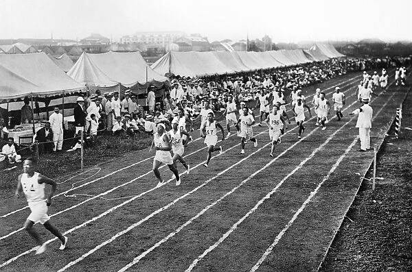 OLYMPIC GAMES, 1912. Track and field trials during the fifth Olympic Games, held in Stockholm, Sweden, in 1912