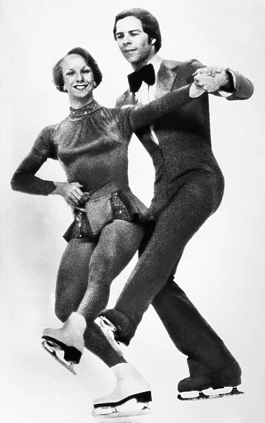 OLYMPIC GAMES, 1976. American ice dancing couple Colleen O Connor and Jim Millns performing in the compulsory round at the Winter Olympic Games in Innsbruck, Austria, where they would receive the bronze medal, 4 February 1976