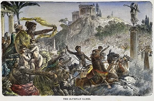 OLYMPIC GAMES, ANTIQUITY. A 19th century artists reconstruction of the Olympic Games of Greek antiquity: engraving