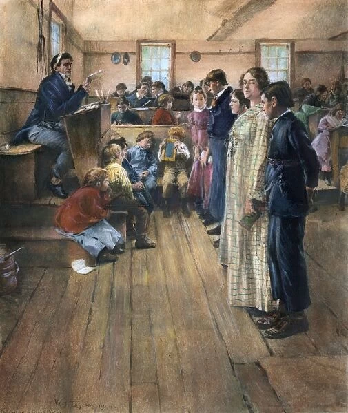 ONE-ROOM SCHOOLHOUSE. Interior of a 19th century American one-room schoolhouse
