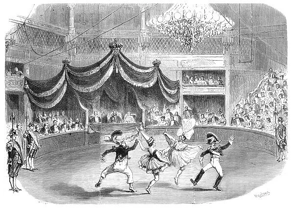OPENING CEREMONIES. The opening of the Suez Canal at the Circus of Cairo. Wood engraving from a French newspaper of 1869