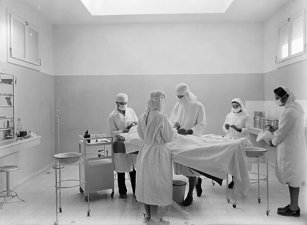 OPERATING ROOM, c1943. The operating room at the Gilead Mission Hospital in Ajlun, Jordan