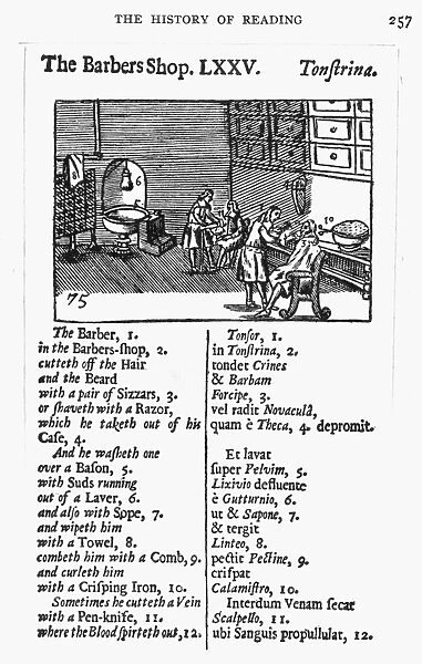 ORBIS PICTUS, c1727. Page from an American edition of Orbis Pictus (The Visible