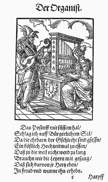 ORGANIST, 1568. An organist accompanied by a string musician