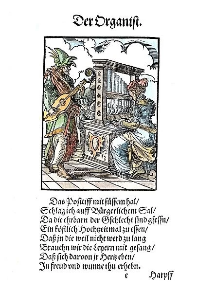 ORGANIST, 1568. An organist accompanied by a string musician