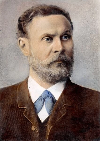 OTTO LILIENTHAL (1848-1896). German aeronautical engineer. Oil over a photograph, n. d