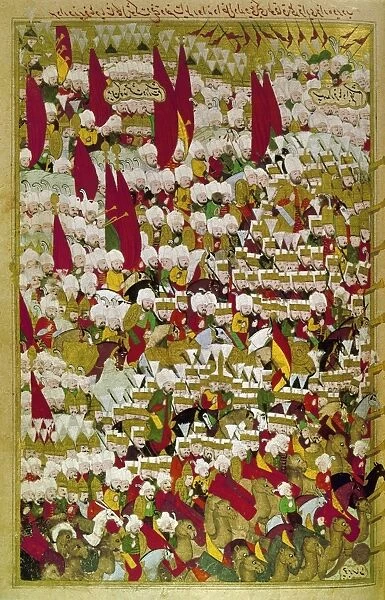 OTTOMAN TROOPS, 1526. Troops of the Ottoman Empire advancing toward the forces