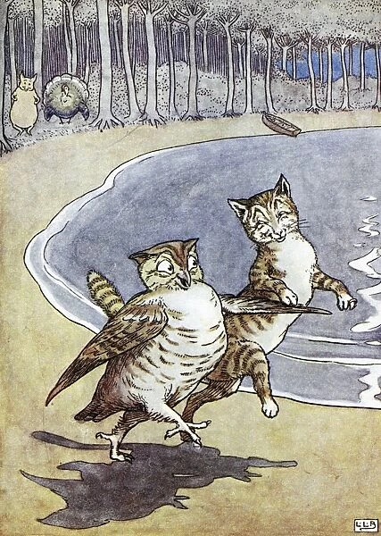 OWL AND THE PUSSYCAT. Illustration by Leslie Brook (1862-1940) for Edward Lears Nonsense Song, Stories, Botany, and Alphabets