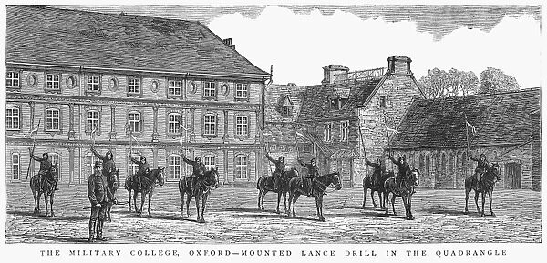 OXFORD MILITARY COLLEGE. A mounted lance drill in the quadrangle at the Military