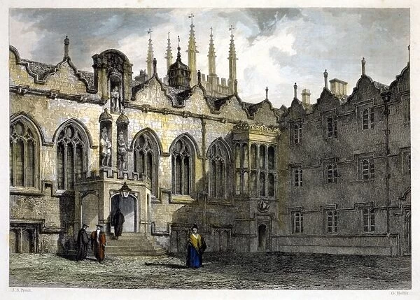 OXFORD: ORIEL COLLEGE, 1836. The quadrangle of Oriel College in Oxford, England