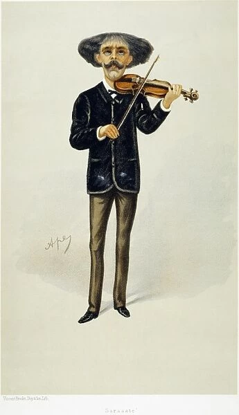 PABLO de SARASATE (1844-1908). Spanish violinist and composer. English caricature lithograph by Ape (Carlo Pellegrini), 1889