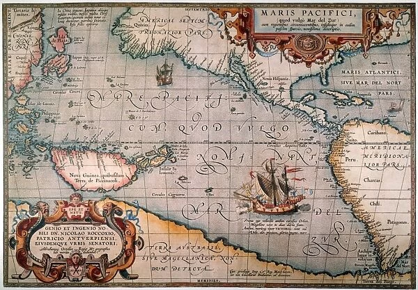 PACIFIC OCEAN MAP, 1589. Abraham Ortelius map of the Pacific Ocean