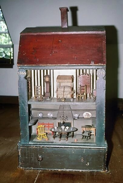 Painted pine dollhouse manufactured for the Homans family of Boston, Massachusetts, 1744