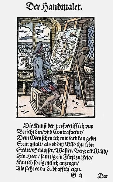 PAINTER, 1568. Woodcut, 1568, by Jost Amman