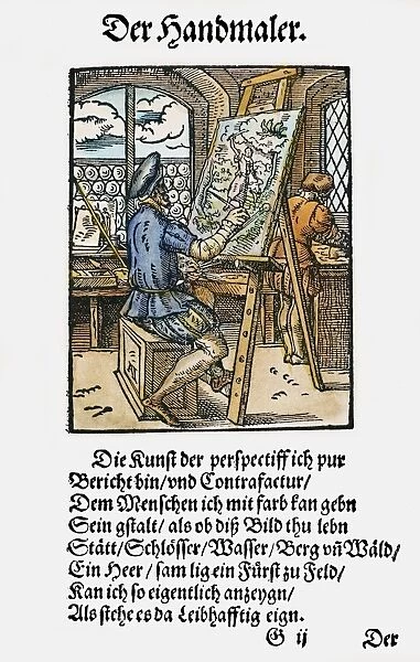 PAINTER, 1568. Woodcut, 1568, by Jost Amman