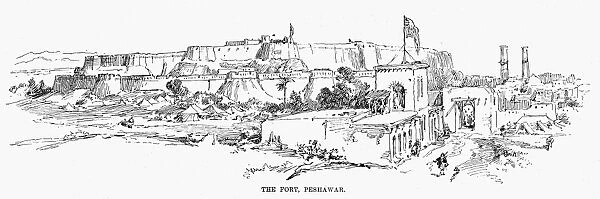 PAKISTAN: PESHAWAR, 1897. The British fort at Peshawar, Northwest Frontier Province of India