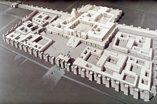 PALACE AT KHORSABAD. Reconstruction of the palace at Khorsabad of King Sargon II of Assyria, 721-705 B. C