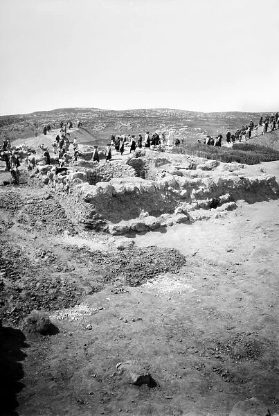 PALESTINE: BEIT SHEMESH. Workers excavating the ruins of the ancient city of Beit Shemesh