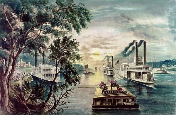 PALMER: MISSISSIPPI, c1862. The Mississippi in Time of Peace. Pencil, watercolor and gouache drawing by Fanny Palmer, c1862