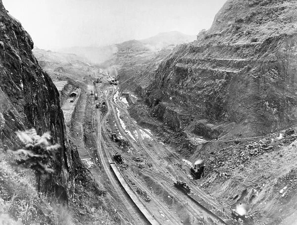 PANAMA CANAL, 1913. View of Culebra Cut during construction of the Panama Canal