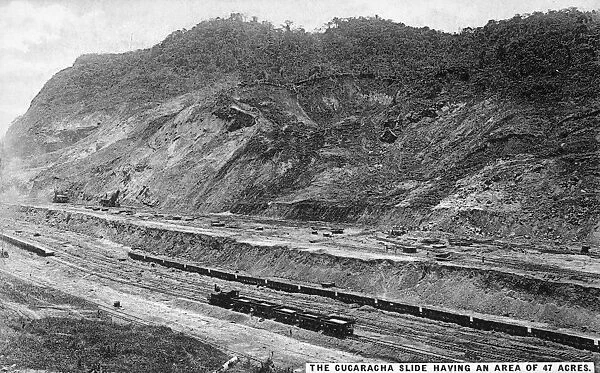 PANAMA CANAL, c1910. The Cucaracha Slide, during the construction of the Panama Canal