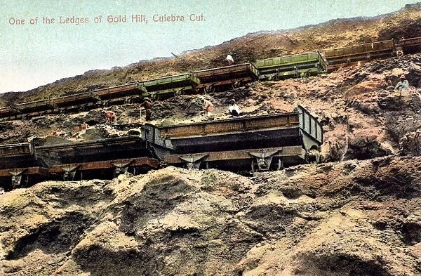 PANAMA CANAL, c1910. One of the ledges of Gold Hill, on the Culebra Cut, Panama Canal
