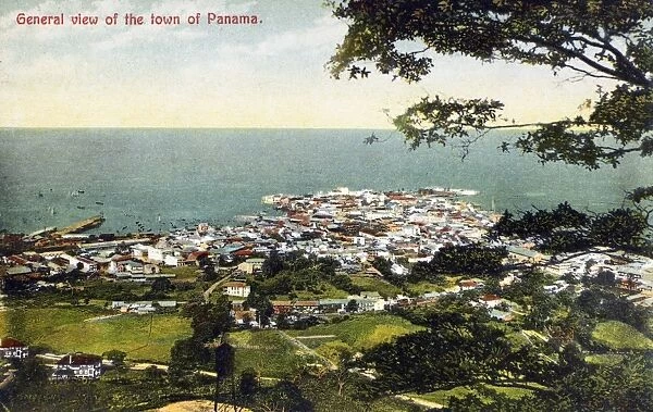 PANAMA CITY, c1910. View of Panama City, Panama, on the Pacific Ocean. Postcard, c1910