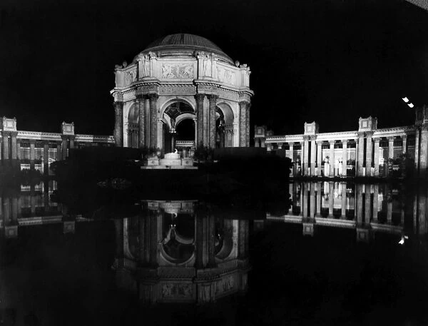 PANAMA-PACIFIC EXPOSITION. The dome of the Palace of Fine Arts at night from across