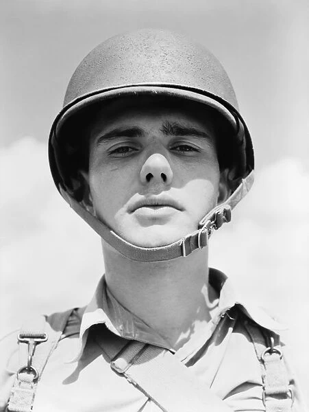 PARATROOPER, 1942. Portrait of a U. S. Army paratrooper. Photograph by Arthur Rothstein