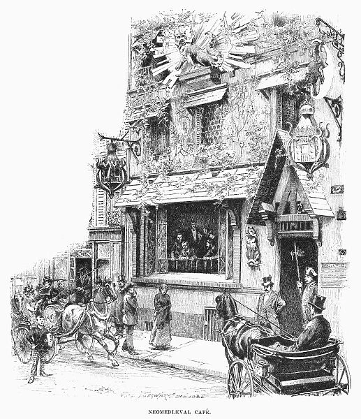 PARIS: CAFE, 1889. Neomedieval cafe in Paris, France. Line engraving, 1889