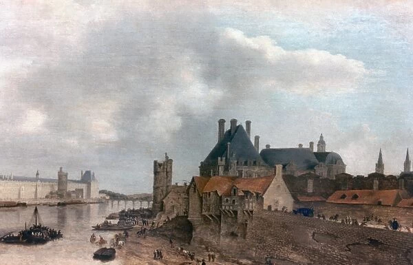 PARIS: PONT NEUF, 1637. View of Paris from Pont Neuf. Oil painting by Abraham de Verwer, 1637
