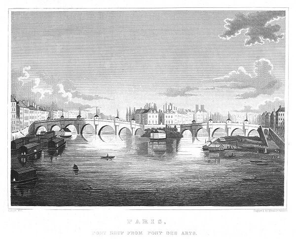 PARIS: PONT NEUF. View of the Pont Neuf from Pont des Arts, Paris, France. Steel engraving, 19th century