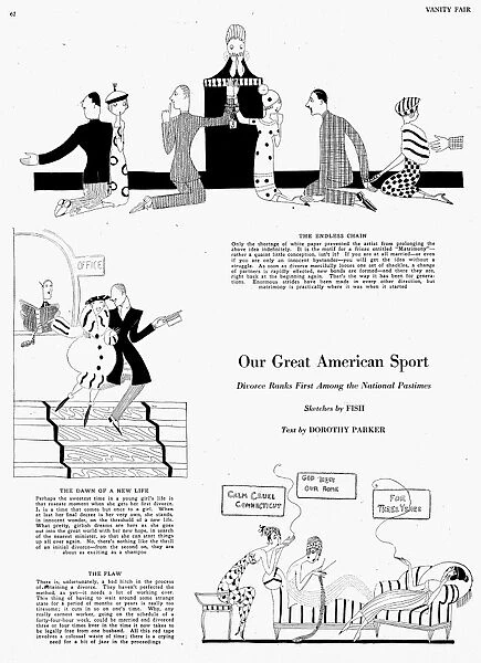 PARKER: DIVORCE, 1920. Our Great American Sport. Page from Vanity Fair magazine