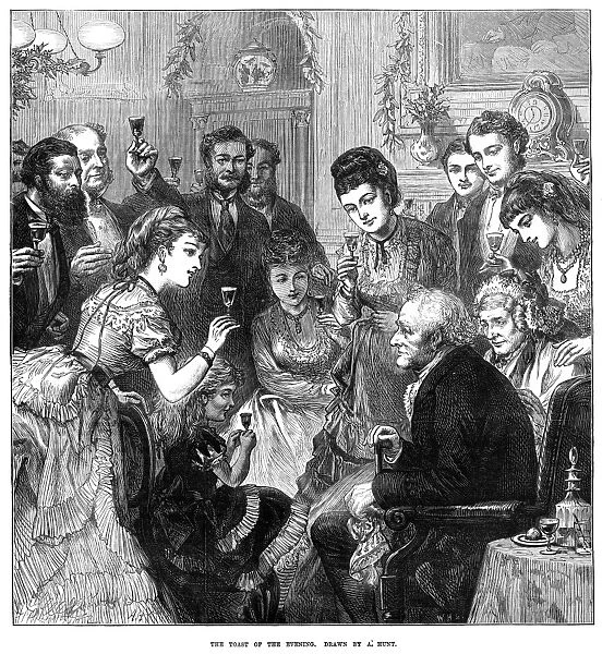 PARTY: TOAST, 1872. The Toast of the Evening. Wood engraving after a painting by A