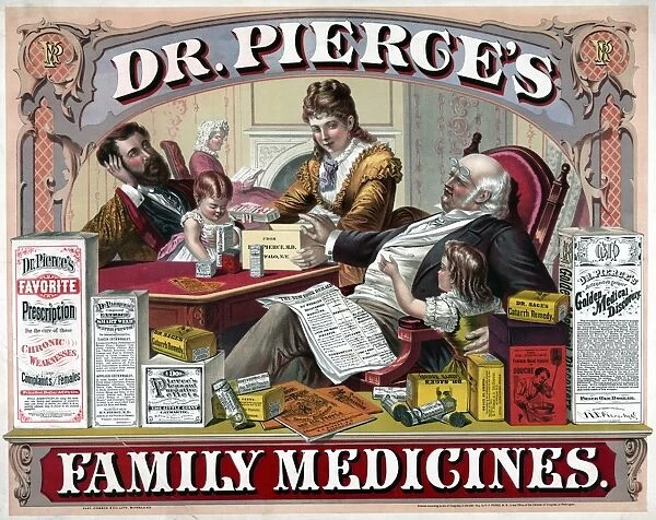 PATENT MEDICINE, c1874. American advertisement for Dr. Pierces family medicines