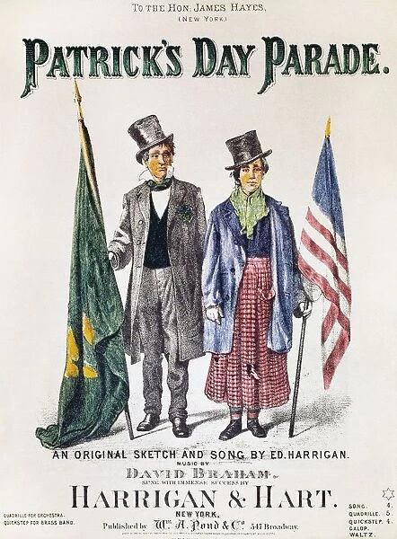 PATRICKs DAY: MUSIC, 1873. Patricks Day Parade. Sheet music cover, 1873, of one of the early successes of the Irish-American comedy team of Harrigan & Hart