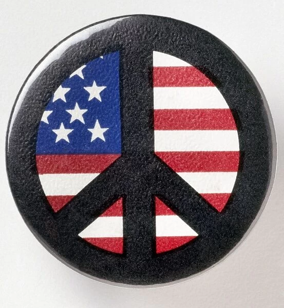 PEACE BUTTON, c1971. American peace button, c1971, worn by opponents of the Vietnam War