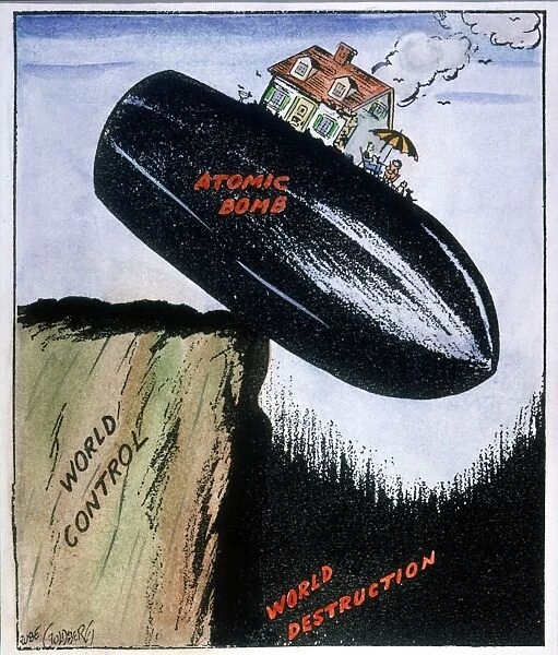 Peace Today. Rube Goldbergs 1948 Pulitzer Prize winning cartoon comment on the precarious position of world peace