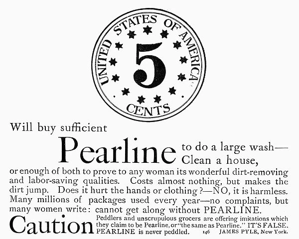 PEARLINE SOAP AD, 1889. American magazine advertisement, 1889