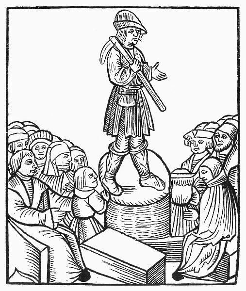 PEASANT PREACHER, 1524. Title woodcut from a German pamphlet, A Sermon given by